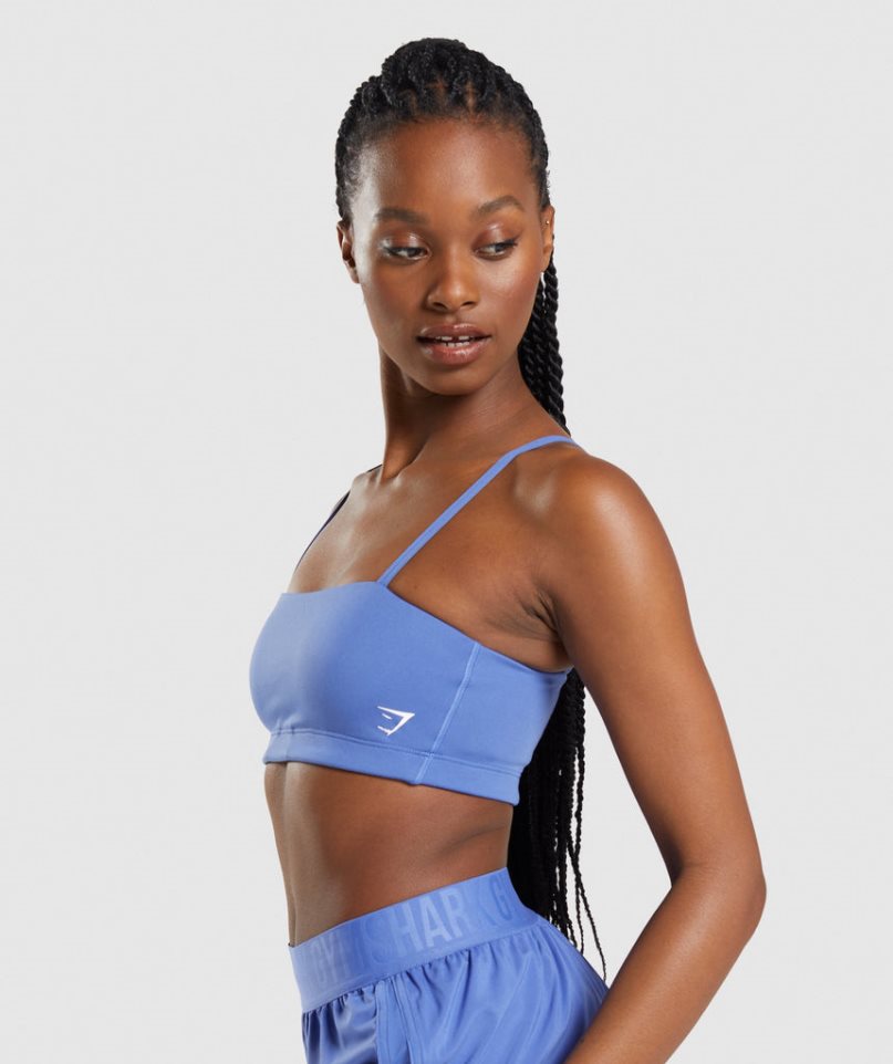 Women's Gymshark Bandeau Sports Bra Blue | NZ 5ETBMK